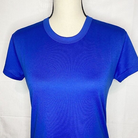 Nike Dri Fit Athletic T-Shirt Short Sleeve Solid Blue Logo Size M Medium - Picture 2 of 5
